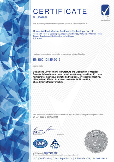 Porcellana Astiland Medical Aesthetics Technology Co., Ltd Certificazioni