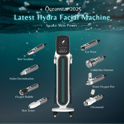 Multifunzione Standing 8 in 1 Hydrafacial Machine Skin Care Oxygen Jet Skin Analysis Acqua Peeling Hydrafacial Dermabrasion Machine